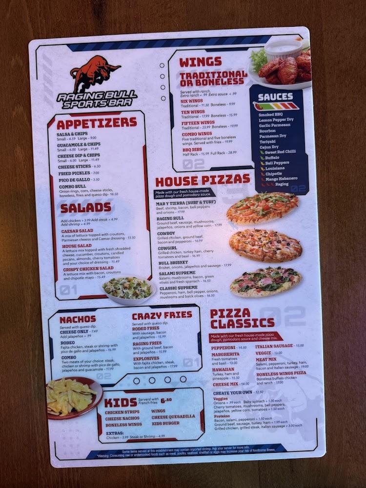 Restaurant Raging bull Sports Bar Menu image 2